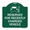 Signmission Reserved for Recently Charged Vehicle W/ Graphic, Green & White Alum Sign, 18" x 18", GW-1818-23178 A-DES-GW-1818-23178 - alternate 1